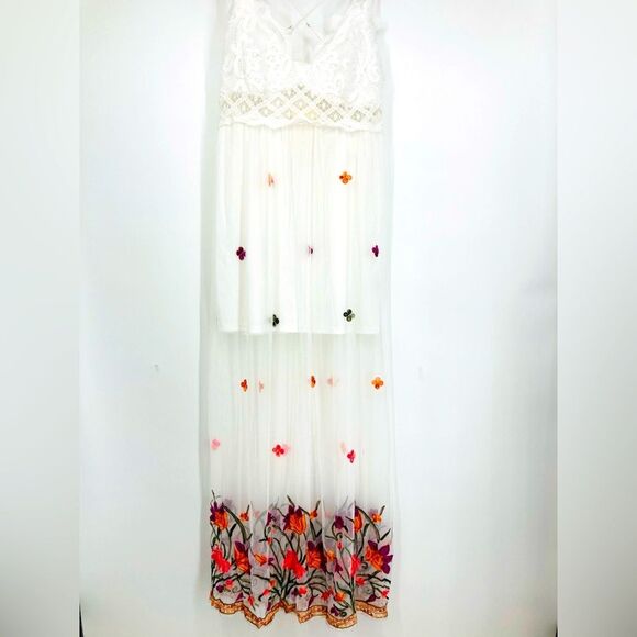 Rebellion Again White Lace Embroidered Maxi Dres XL - Picture 4 of 10